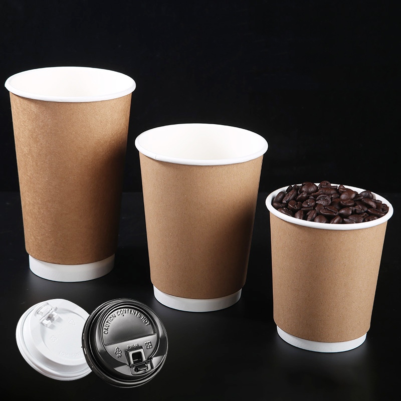 compostable customized kraft paper hot coffee insulated double wall cups