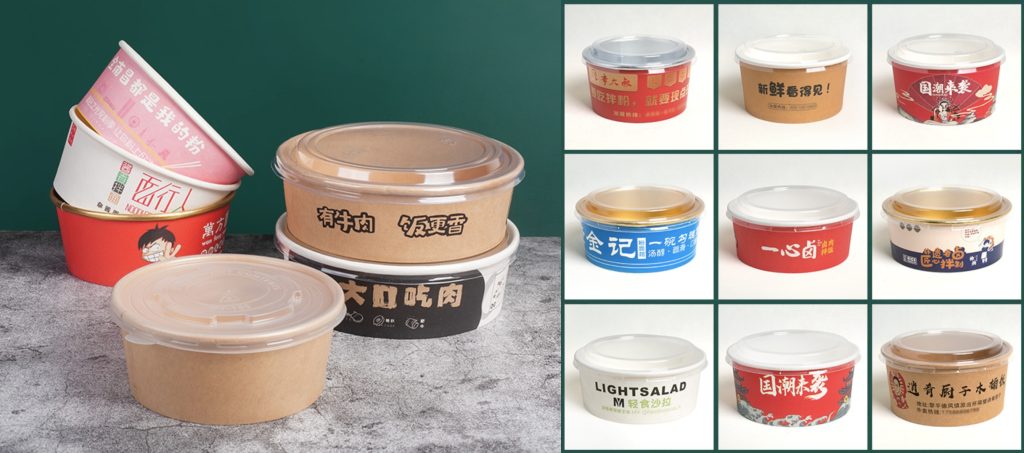 customized printing paper bowl containers with lids