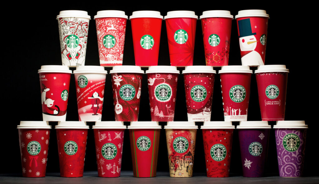 all kinds paper cup from starbucks coffee