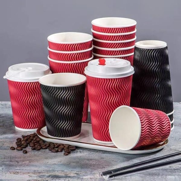 12 oz disposable custom coffee ripple wall paper cup