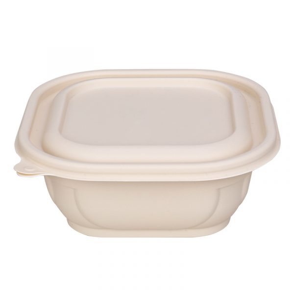 1000ml getbio® disposable corn starch square bowl with lid