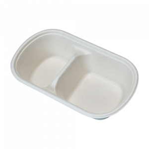 26oz getbio® disposable sugarcane 2 comparts bagasse round bowl