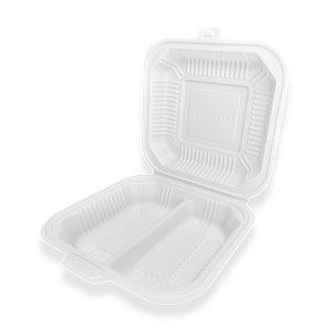 8 inch getbio® disposable 1 compartment corn starch clamshell box (复制)