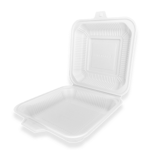 9 inch getbio® disposable 1 compartment corn starch clamshell box