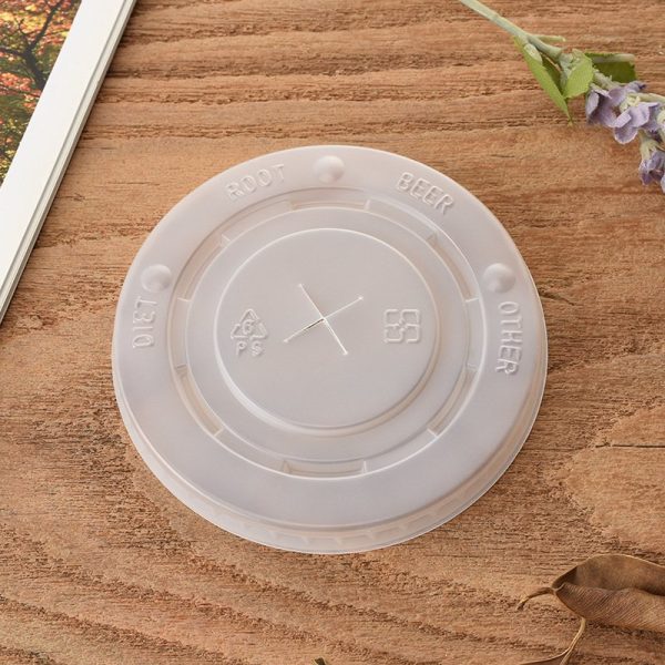 geteco® 80mm flat half transparent disposable cold plastic lid