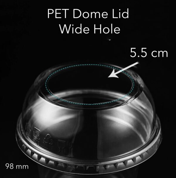 12 24oz clear pet disposable cold plastic big hole dome lid