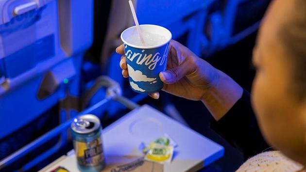 fsc certified paper cups have replaced plastic cups as part of alaska airlines sustainability initiatives photo via alaska airlines
