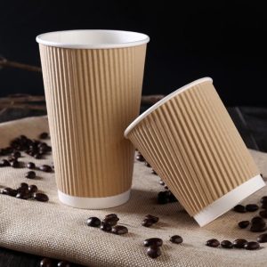 12oz ripple wall paper cup brown color