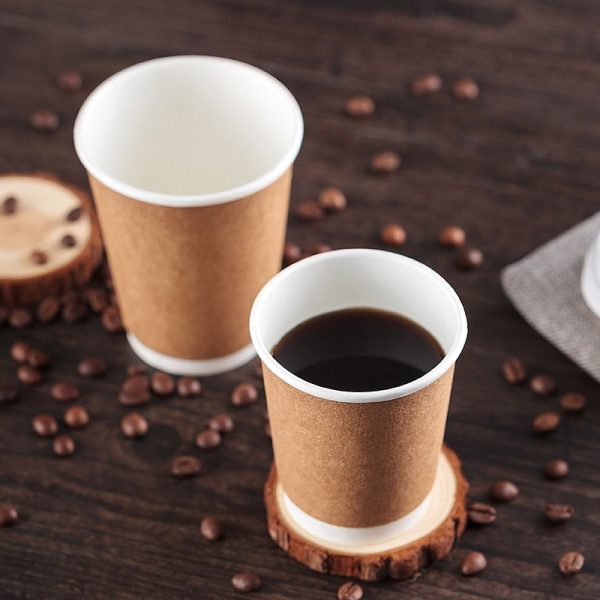 compostable customized kraft paper hot coffee insulated double wall cups