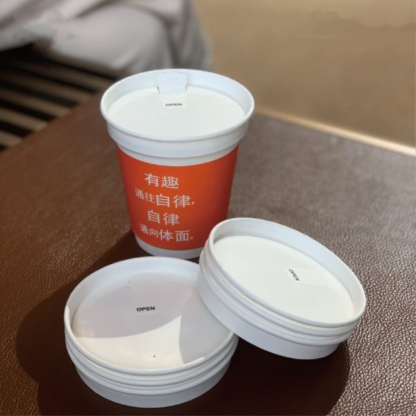 compostable white tear back flat paper lid for 8oz 12oz 16oz