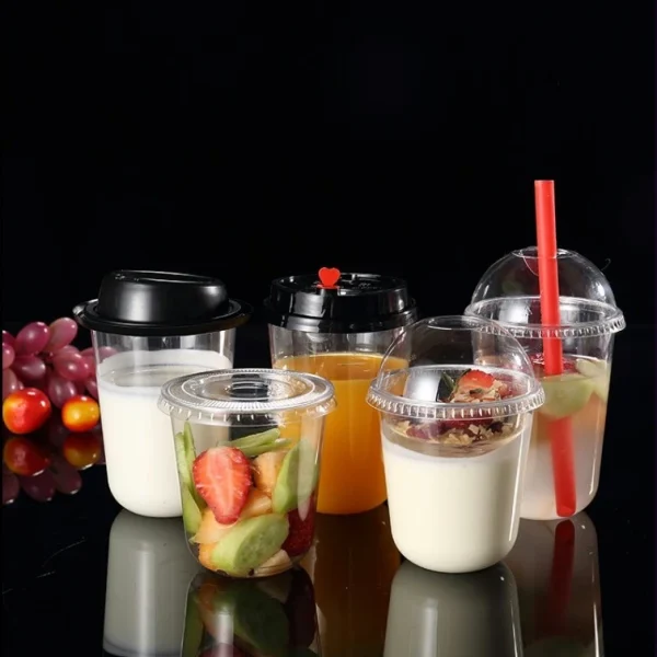 360ml 500ml 700ml disposal u shape pet pp clear custom cold drink plastic cup