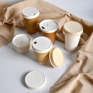 compostable white kraft lock back flat paper lid