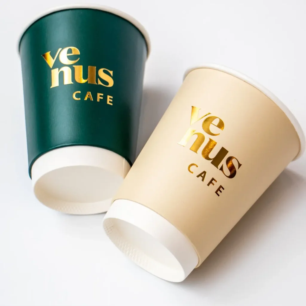 gold foil stamping double wall coffee paper cups