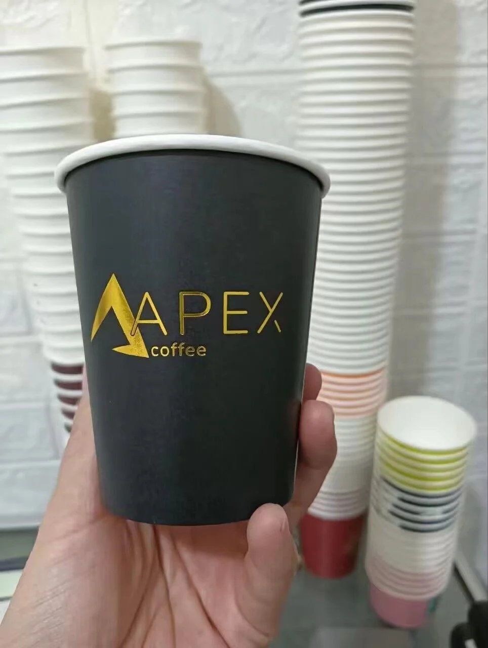 gold foiled stamping single wall coffee paper cups factory