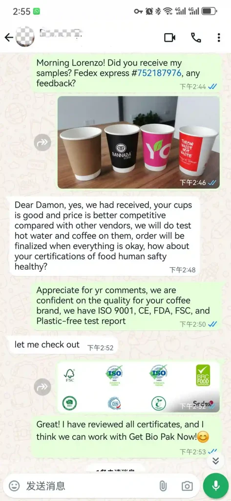 whole sale paper cup price good whatsapp