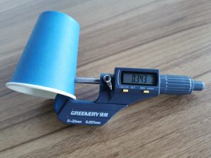 paper cups thickness measure