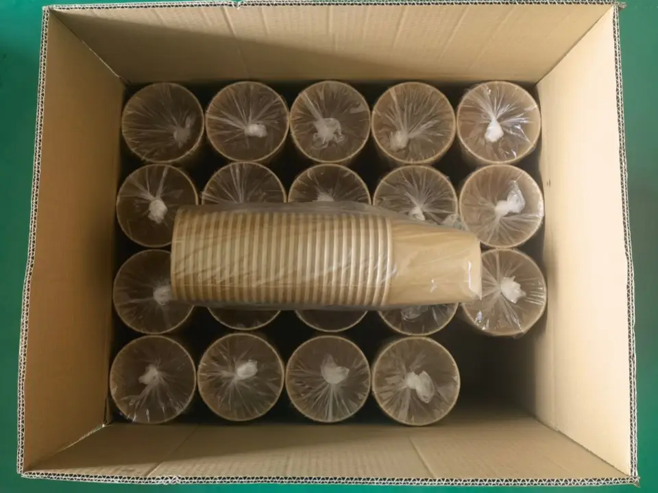 brown color paper cup packed in carton