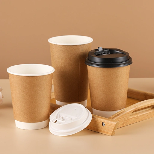 double walled kraft brown coffee cups