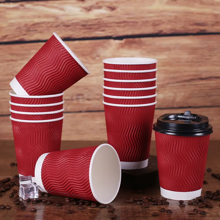 red ripple wall paper cups