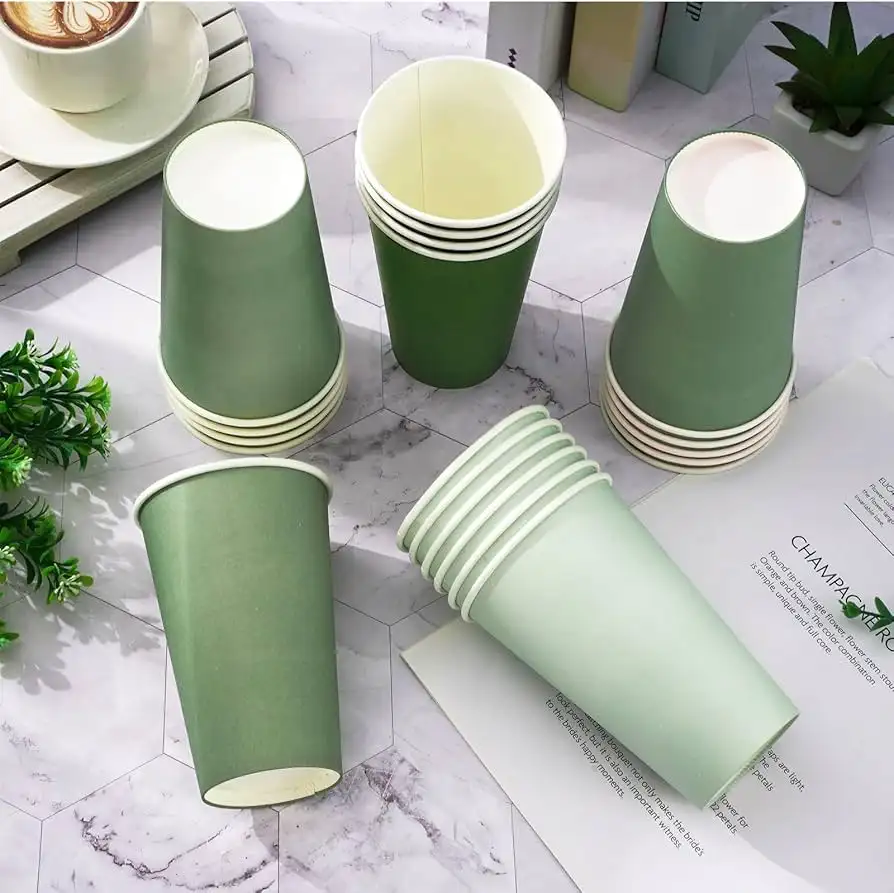 sage green paper cups for coffee