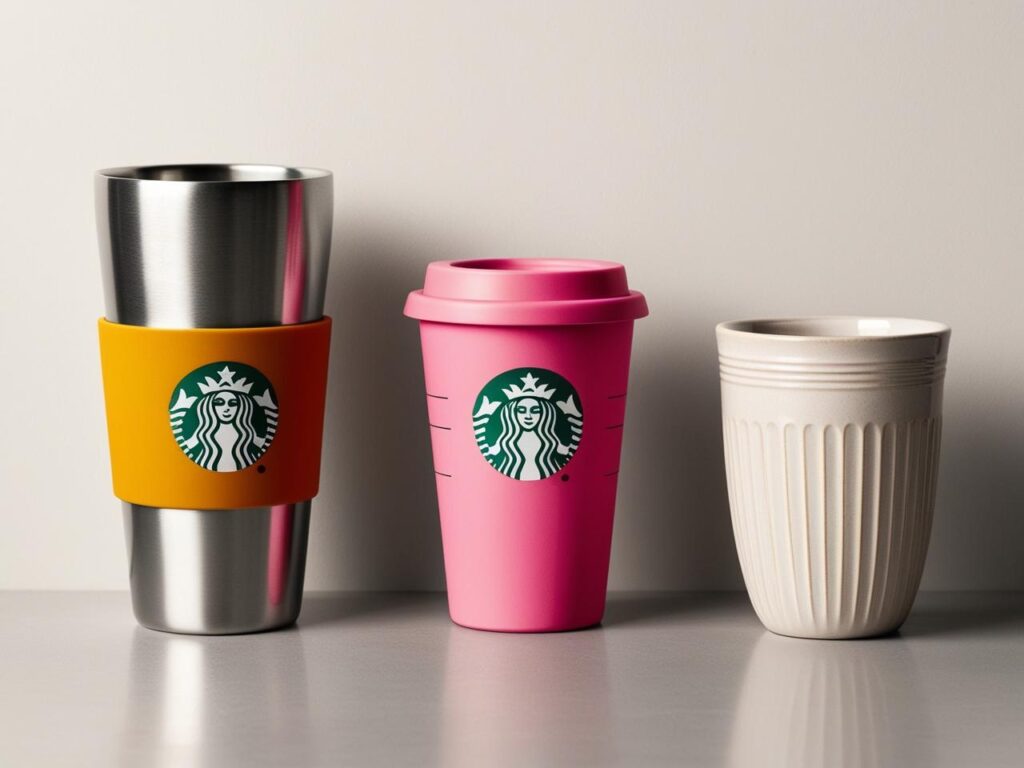 three Starbucks Tumbler Cups compare