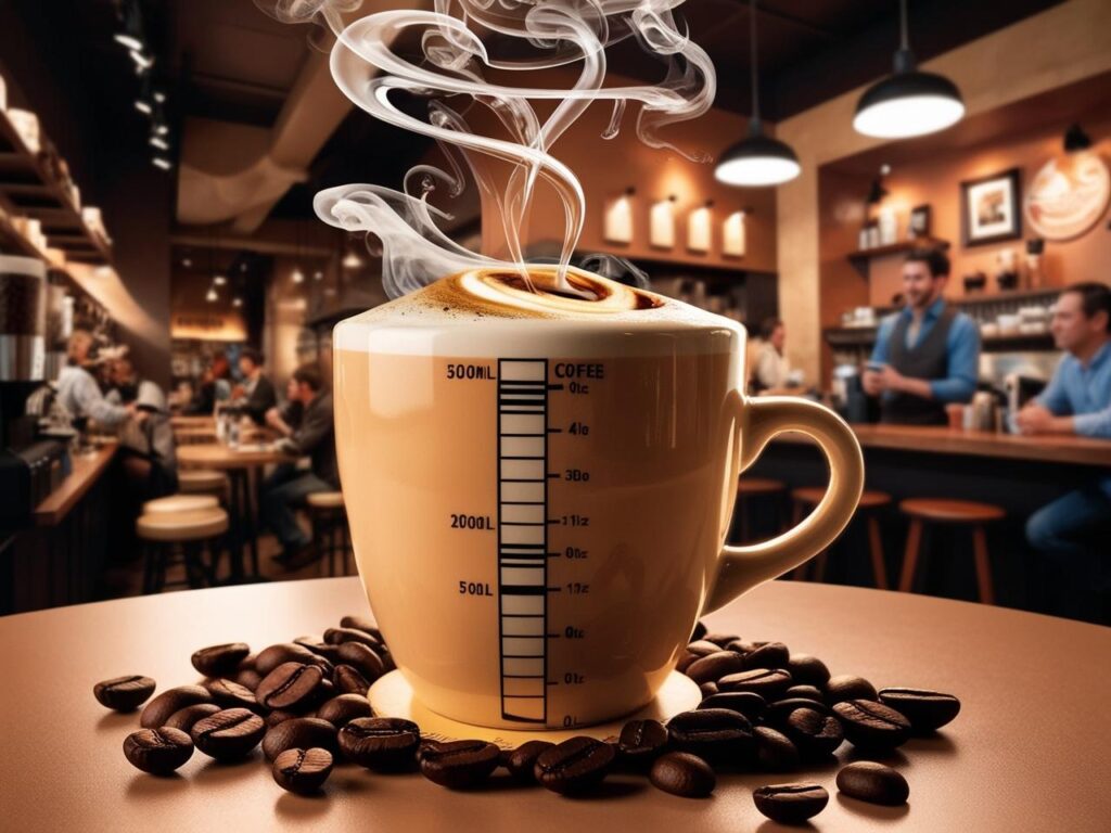 coffee cup volume meansure in coffee store