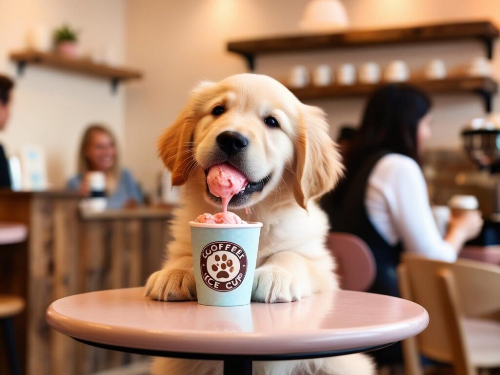 dog eat ice cream in pup cup