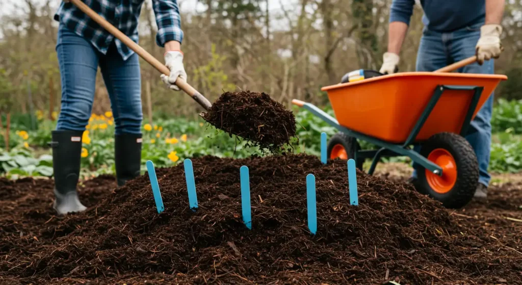 home compostable paper stirrer in garden yard