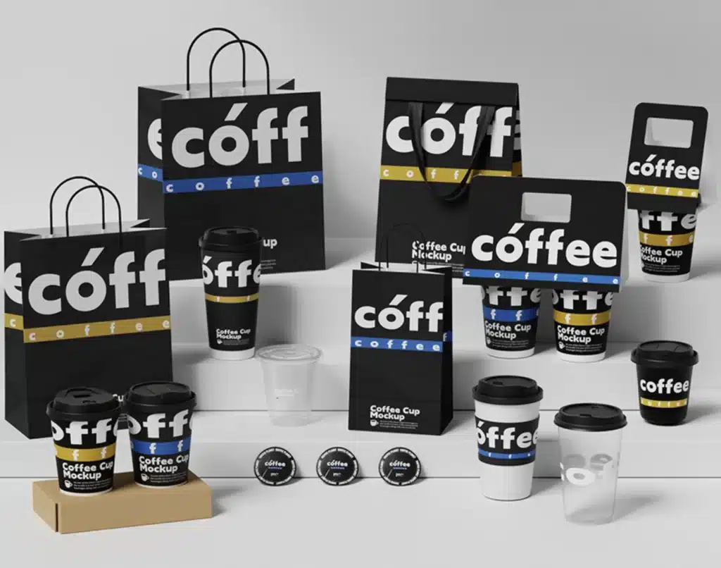 coffee paper cups plastic cup packaging set