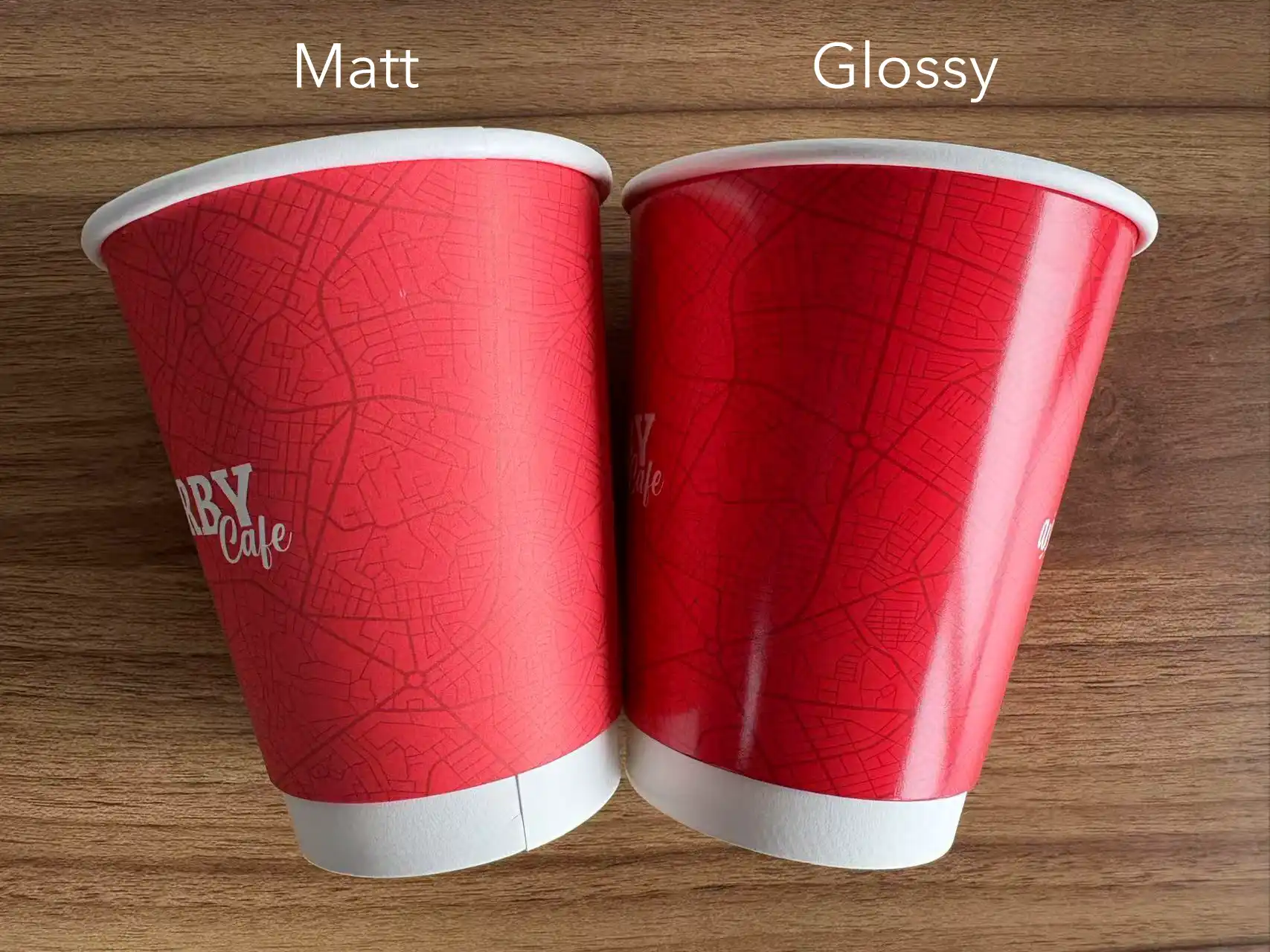 matt and glossy paper cup compare