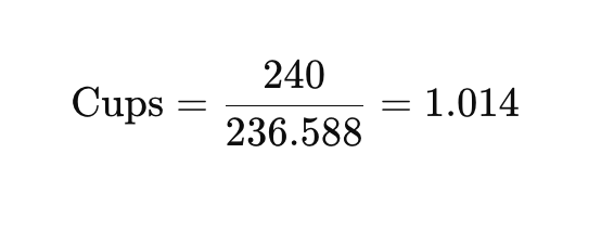 convert ml to cups