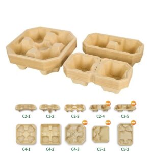 bamboo fiber pulp coffee cup tray holder carrier for takeaway