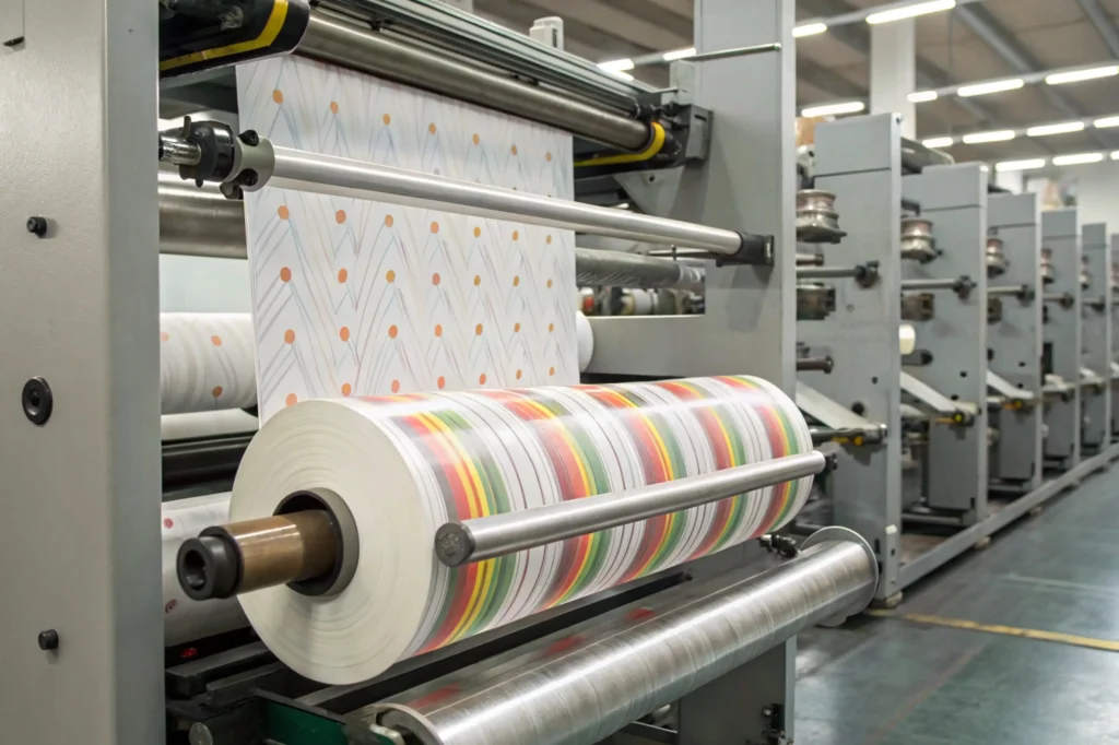 paper cupstock roll flexo printing on machine