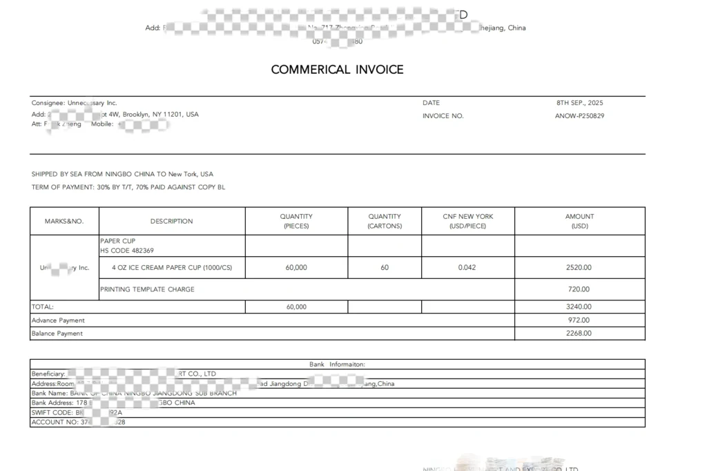 commercial invoice