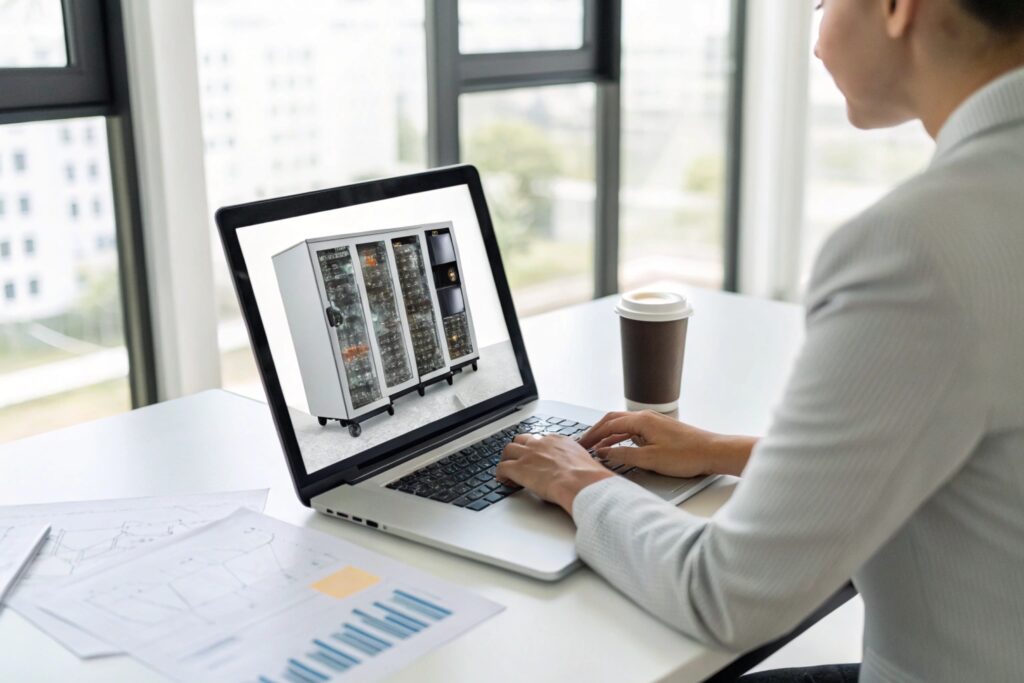 a professional buyer or entrepreneur sitting at a 