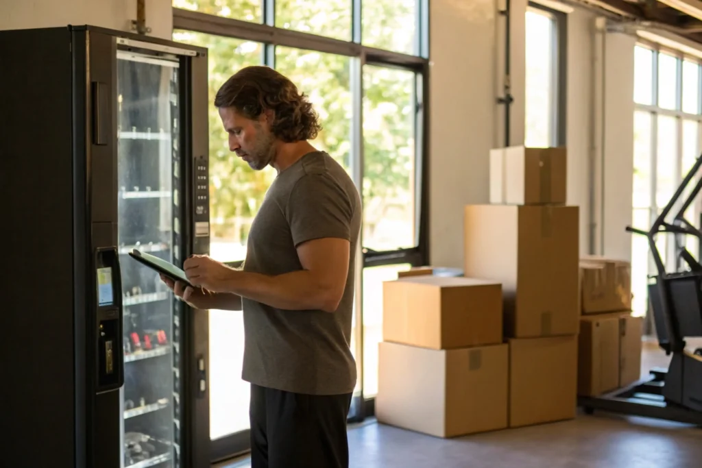an entrepreneur setting up their first vending