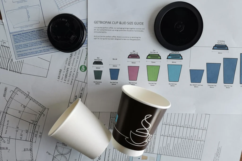 coffee paper cup sizes in hot drinks packaging