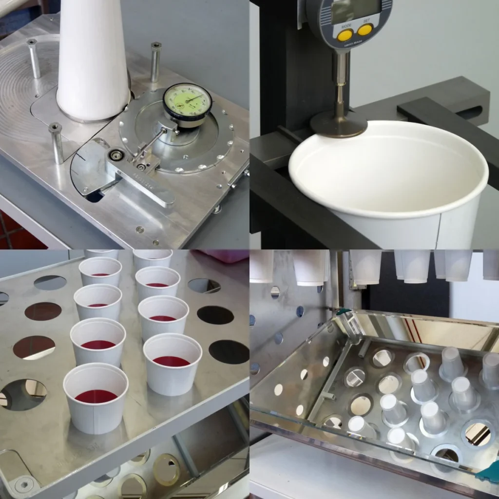 paper cup leakage testing on machine