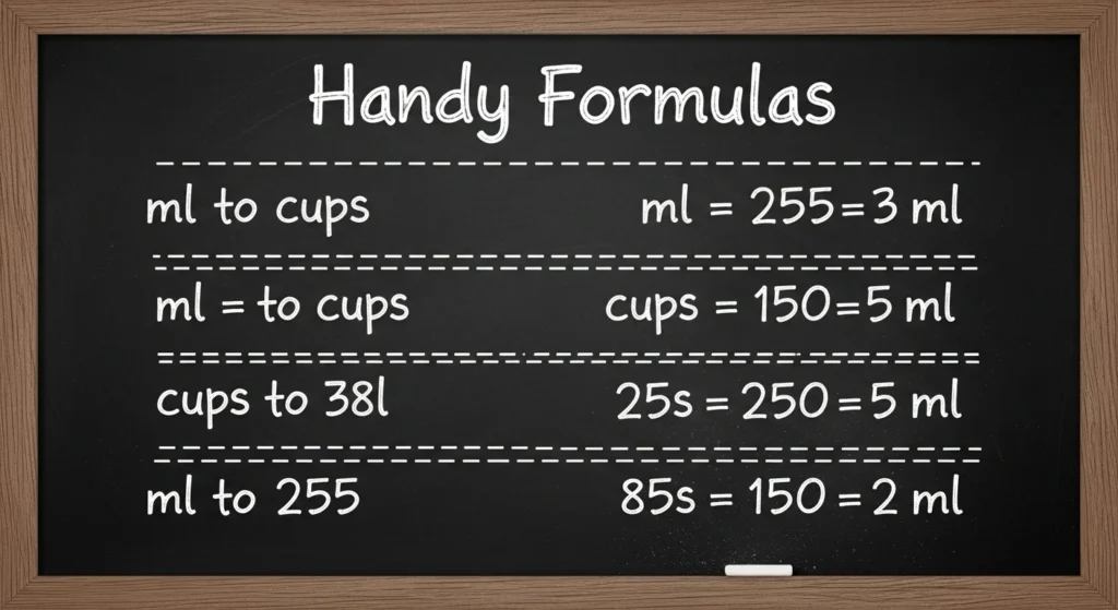 handy formulas ml oz to cups