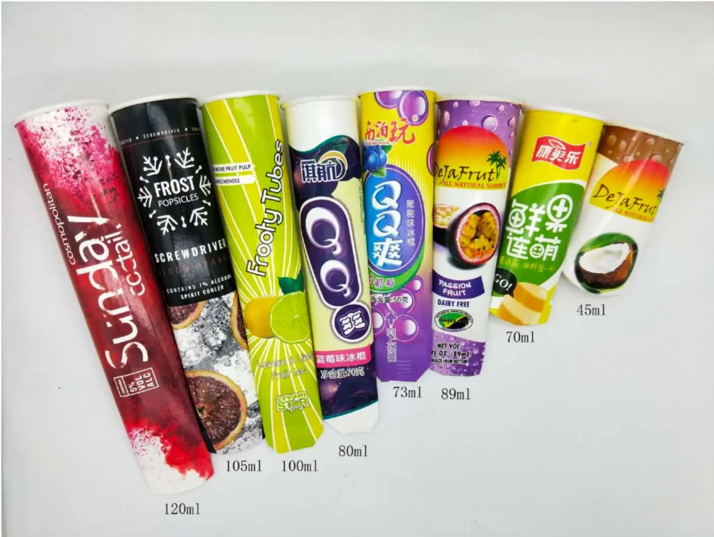 calippo tubes cups in different sizes