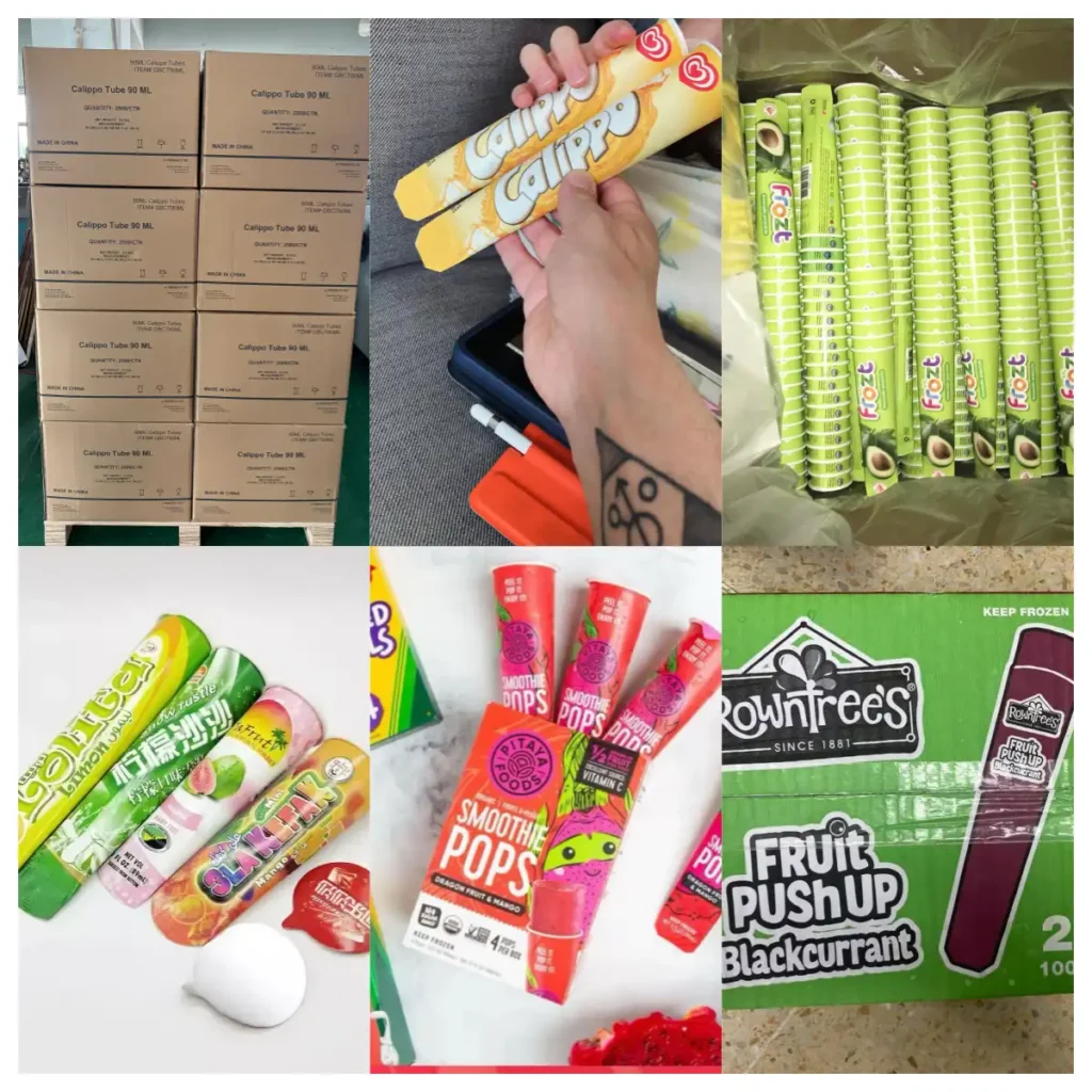 calippo tubes cups in packed cartons